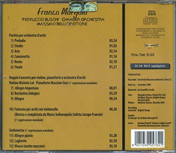 Franco Margola: Partita Per Orchestra D'Archi [CD]