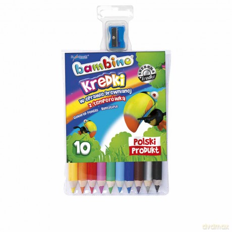 Kredki ołówkowe 10 kolorów Bambino w drewnie [SZKOŁA]