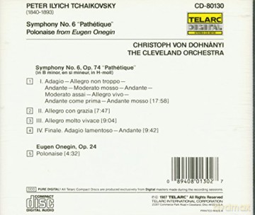Christoph Von Dohnanyi: Peter Ilyich Tchaikovsky: Symphony No. 6 Pathetique; Polonaise From Eugen Onegin [CD]