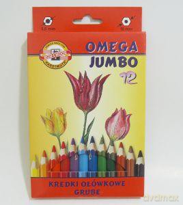Kredki ołówkowe 12 kolorów Jumbo Omega [SZKOŁA]