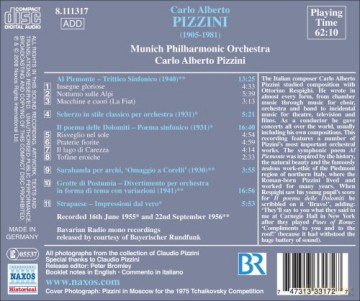 C.A. Pizzini: Pizzini: Al Piemonte, Il Poema Delle Dolomiti, Grotte Di Postumia Etc [CD]