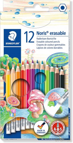Kredki ołówkowe 12 kolorów Noris usuwalne [SZKOŁA]