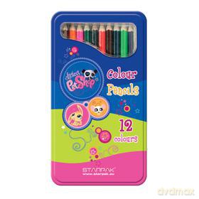 Kredki ołówkowe 12 kolorów w metalowym pudełku Littlest Pet Shop [SZKOŁA]
