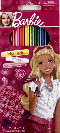 Kredki ołówkowe 12 kolorów, pudełko papierowe Barbie [SZKOŁA]