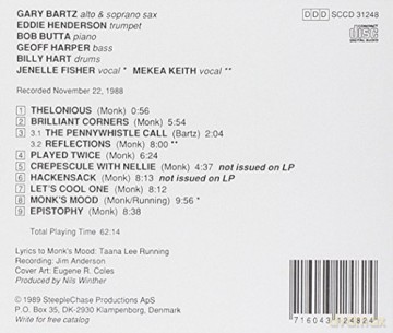 Gary Bartz Quintet: Reflections Of Monk [CD]