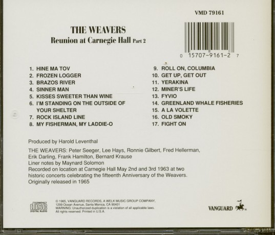 Weavers: Reunion at Carnegie Hall 2 [CD]
