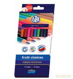 Kredki ołówkowe dwustronne 12 kredek - 24 kolory [SZKOŁA]