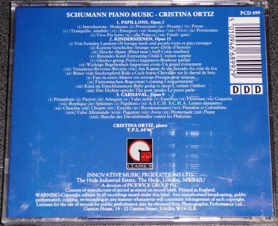 Schumann-Papillons+Carnaval+Kinderszenen/C.Ortiz [CD]