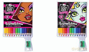 Kredki ołówkowe12 kolorów Bambino w drewnie Monster High [SZKOŁA]