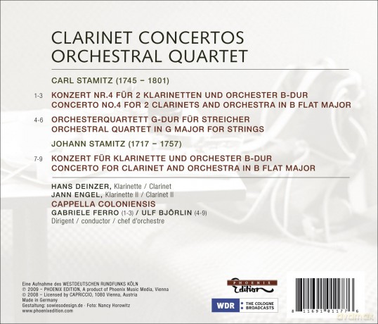 C. Stamitz: Stamitz - Clarinet Concertos; Orchestral Quartet [CD]