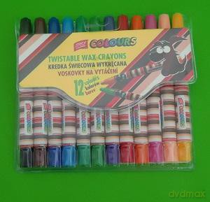 Kredki świecowe wykręcane 12 kolorów [SZKOŁA]