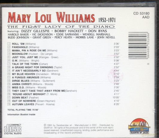 Mary Lou Williams: The First Lady Of The Piano [CD]