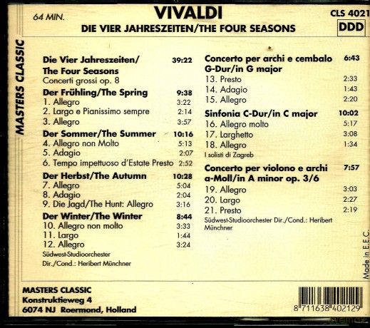 Vivaldi: The Four Seasons [CD]