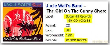Uncle Walt's Band: The Girl On The Sunny Shore [CD]