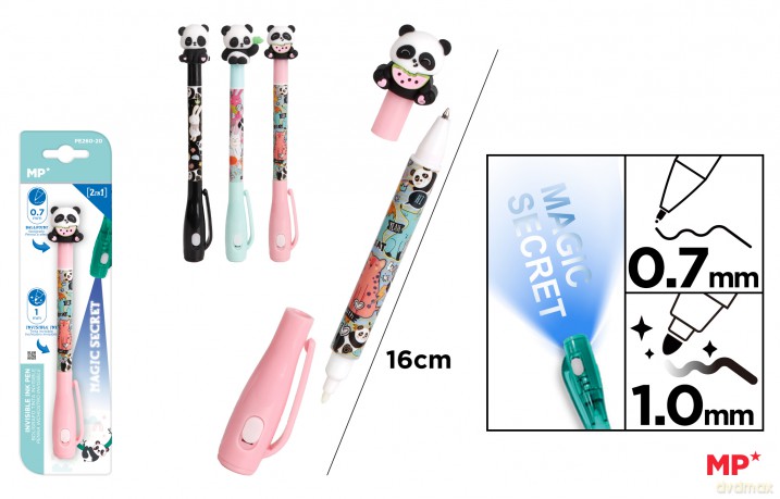 Długopis Szpiegowski UV z podwójną końcówką 0.7/1.0mm Panda 1szt.mix