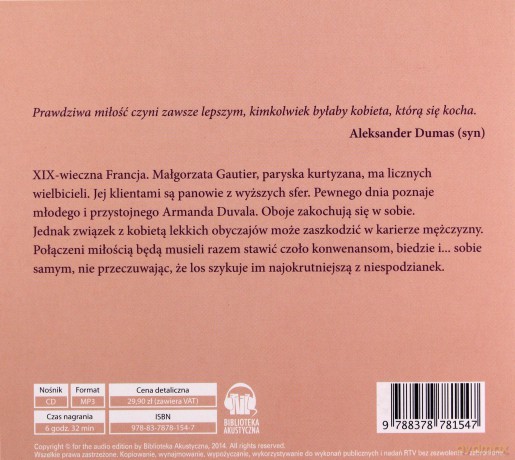 Cd Mp3 Dama Kameliowa - Aleksander Dumas [CD]