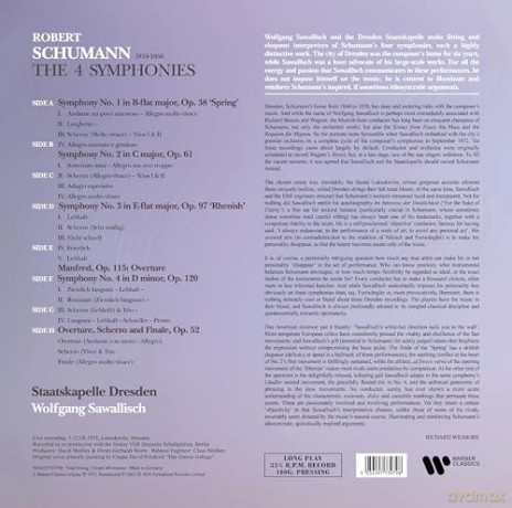 Wolfgang Sawallisch: Schumann Symphonies Nos 1 4 Manfred Overture Sher [4xWinyl]