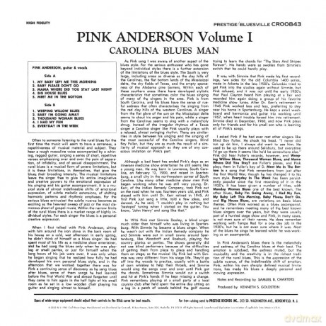 Pink Anderson: Vol. 1: Carolina Blues Man [Winyl]
