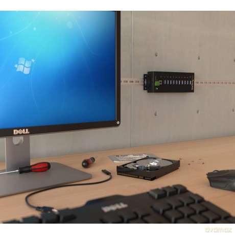 10 Port Usb 3.0 Hub - Industrial - Esd And Surge Protection - Din Rail Or Surface Mountable - Metal - Powered Usb Hub