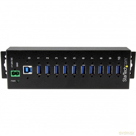 10 Port Usb 3.0 Hub - Industrial - Esd And Surge Protection - Din Rail Or Surface Mountable - Metal - Powered Usb Hub