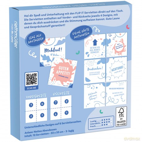 12 Flip Napkins "Nettes Abendessen" 33x33cm, Do