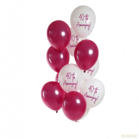 Balony RÓŻOWE 40 lat 33cm 12szt