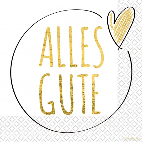 16 Napkins "Alles Gute" 33cm X 33cm