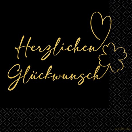 16 Napkins "Herzlichen Gluckwunsch" 33cm X 33cm