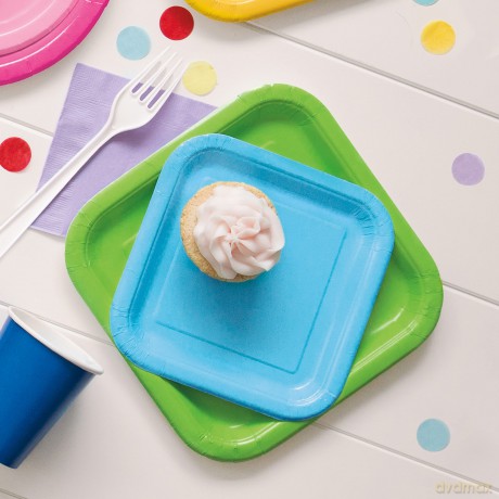 16 Pwdr Blu 7in Sq Plt Sup Qs. Piatto Carta Quadrato 18 Cm Azzurro