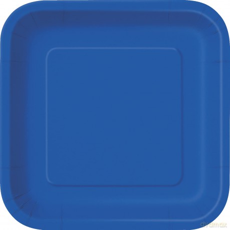 16 Royal Blue 7in Square Plate Sup. Piatto Carta Quadrato 18 Cm Blu Cobalto