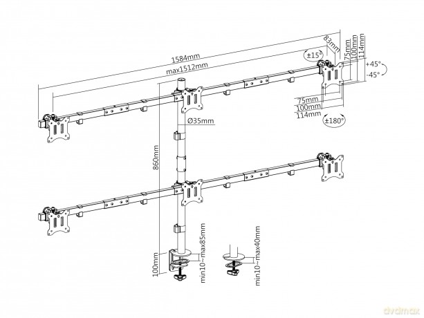 17"-32" Articulating 6 Monitor Desk