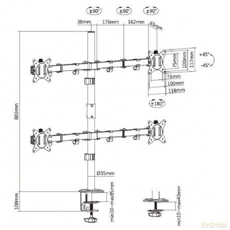 17"-32" Articulating Quad Monitor D