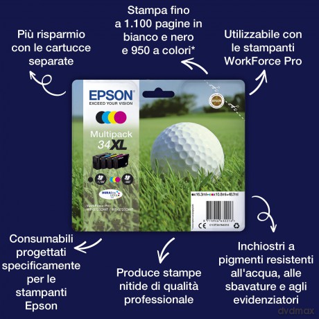 3720dwf, Mag., 10,8ml, Nr.34xl, T3473, Golfball (Stk)-Epson Durabrite Ultra Ink Nr.34xl Mag.