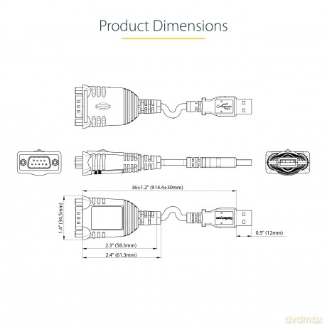 3ft Usb To Serial Cable/Rs232 Adapter