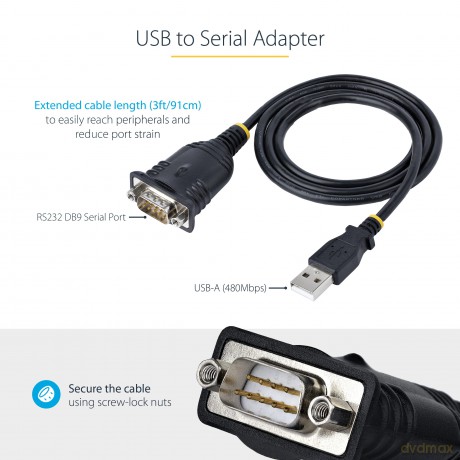 3ft Usb To Serial Cable/Rs232 Adapter