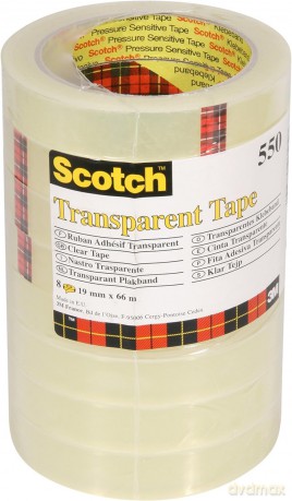 3M Post-it - Nastro Adesivo Scotch Trasparente Acrilico Ufficio 19mmx66m (8 pz)