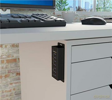 4 Port Usb 3.0 Hub - 3 Dedicated Usb Charging Ports - Wall Mountable - Metal - Powered Usb Hub - Usb Splitter