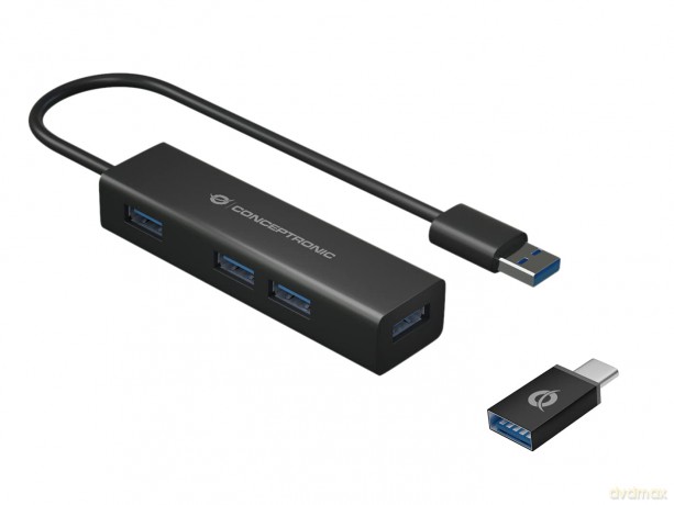 4-Ports Usb 3.0 Hub With Usb-C Adap