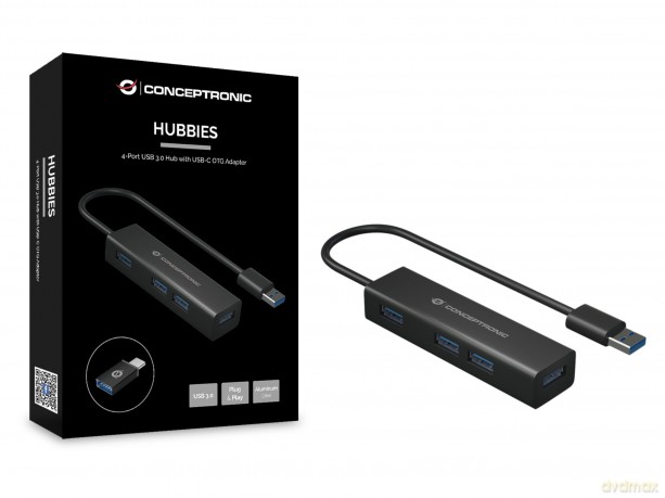4-Ports Usb 3.0 Hub With Usb-C Adap