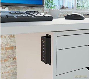 7 Port Usb 3.0 Hub - Metal Enclosure - Desktop Or Wall Mountable - Usb 3 Hub - Usb Extender - Powered Usb 3.0 Hub - Usb Splitter