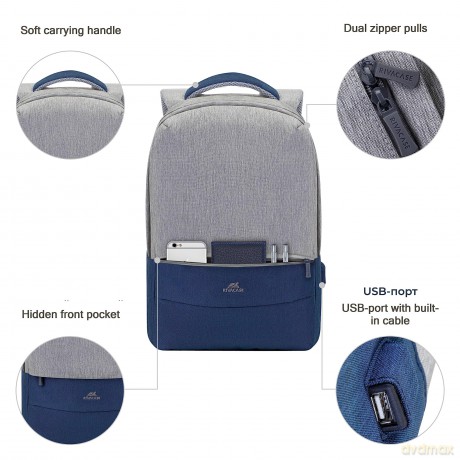 7562 Grey/Dark Blue Backpack 15.6
