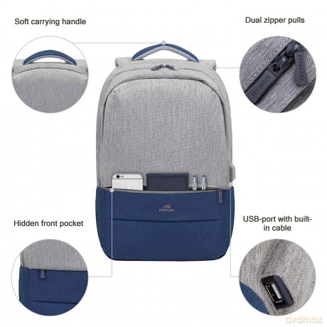 7562 Grey/Dark Blue Backpack 17.3