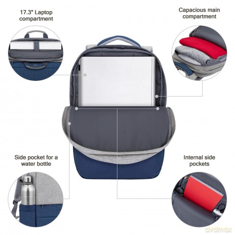 7562 Grey/Dark Blue Backpack 17.3