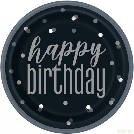 8 Piatti Carta 23 Cm Compleanno Happy Birthday