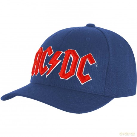 AC/DC Men's Baseball Cap: Red Logo (Mid Blue)