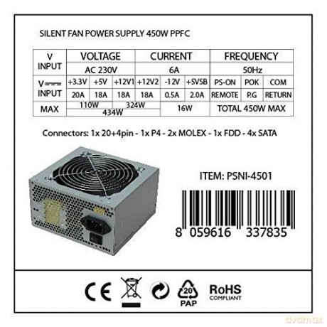 Alimentatore 450w Atx Silent Fan