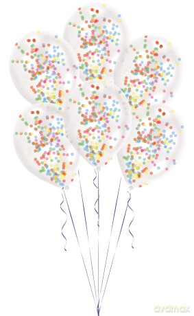 Amscan: 6 Crystal Balloons Latex With Confetti, Assorted