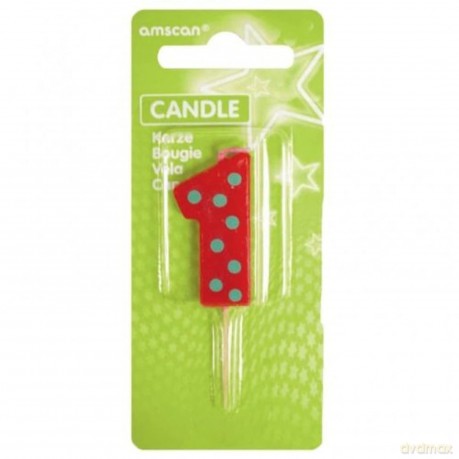Amscan: Candle Num. 1 Dots + Stripes