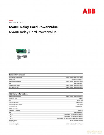 As400 Relay Card Powervalue