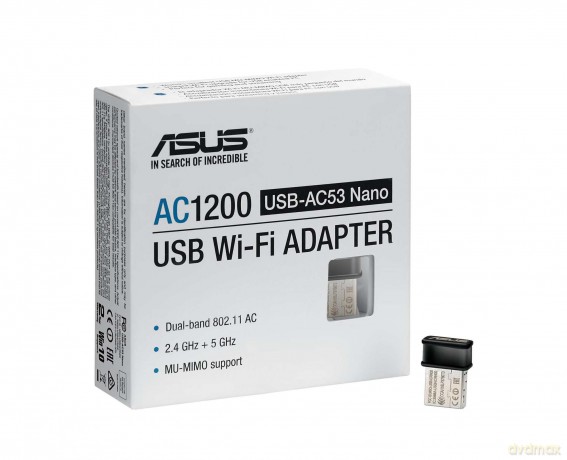 Asus Usb-Ac53 Adattatore Wifi Ac1200 Dual Band, Formato Compatto, Supporto Mu-Mimo, Adatto Per Gaming E Streaming 4k